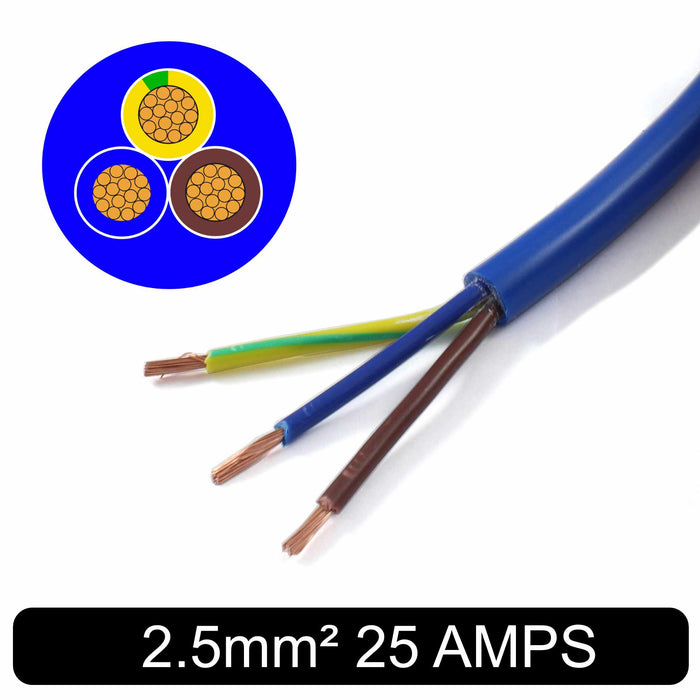 Arctic Grade Blue Flex Cable 3183A – 2.5mm² 3 Core 25A 240V Outdoor Mains Cable