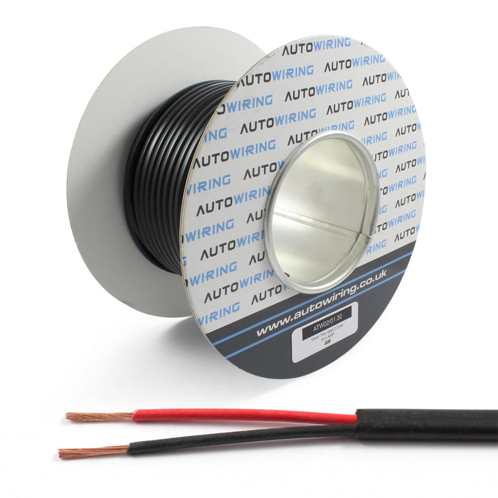 Flat Thin Wall 2 Core Cable 1mm² 18 AWG (16.5 AMPS)