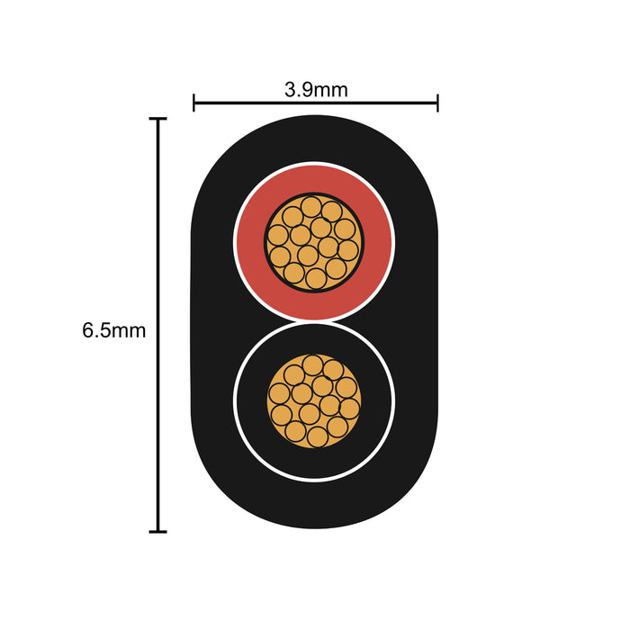 Flat Thin Wall 2 Core Cable 2mm² 15 AWG (25 AMPS)