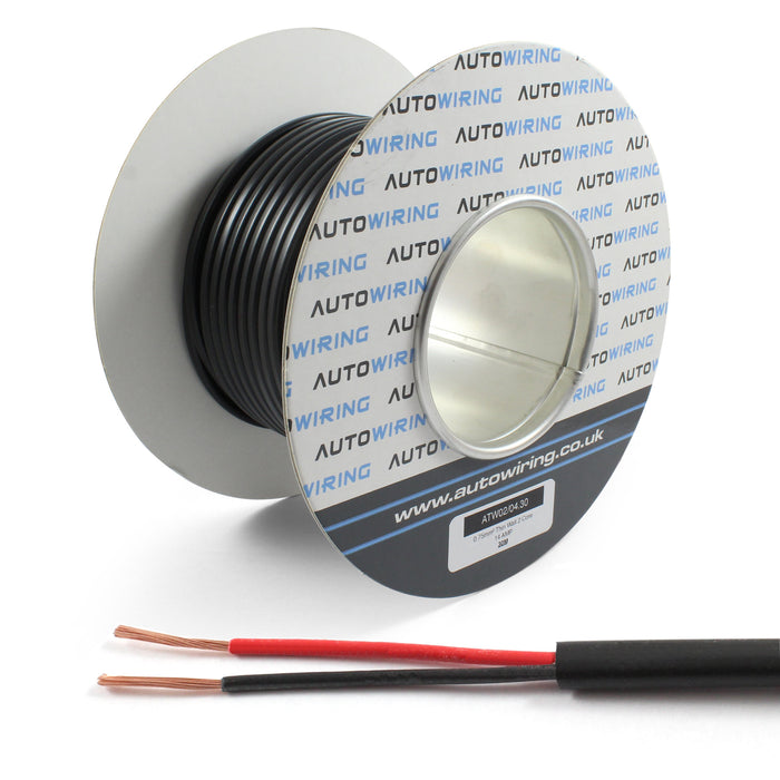 Flat Thin Wall 2 Core Cable 0.75mm² 19 AWG (14 AMPS)