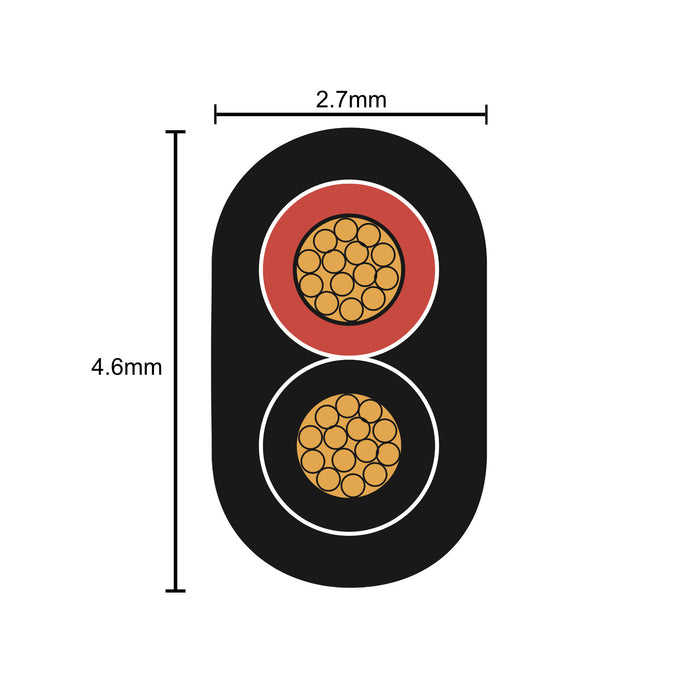 Flat Thin Wall 2 Core Cable 0.5mm² 20 AWG (11 AMPS)