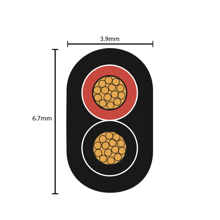 Flat Thin Wall 2 Core Cable 2.5mm² 15 AWG (29 AMPS)