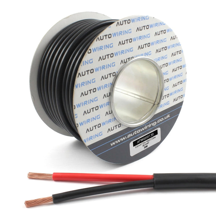 Flat Thin Wall 2 Core Cable 2.5mm² 15 AWG (29 AMPS)