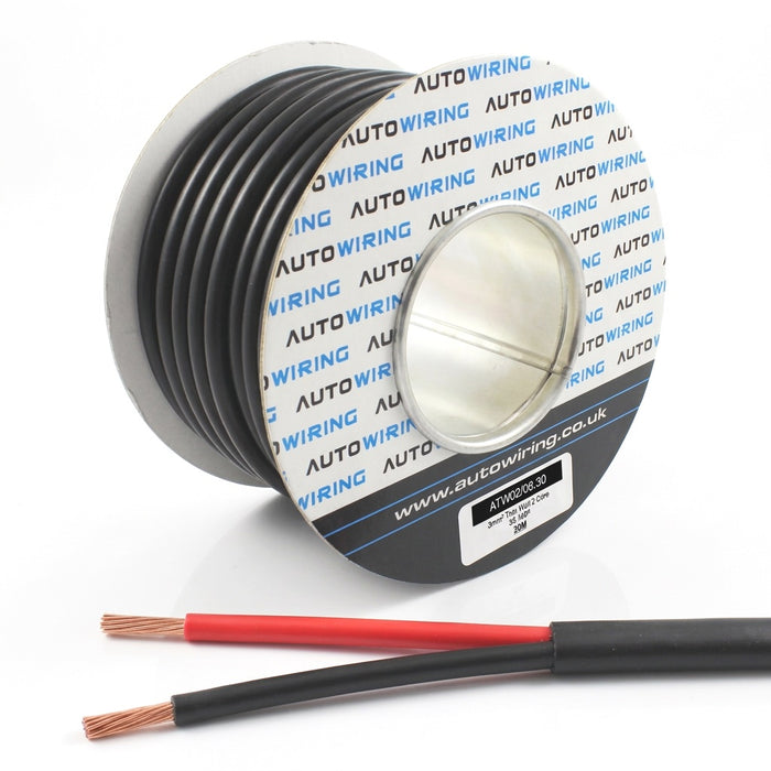 Flat Thin Wall 2 Core Cable 3.0mm² 13 AWG (33 AMPS)