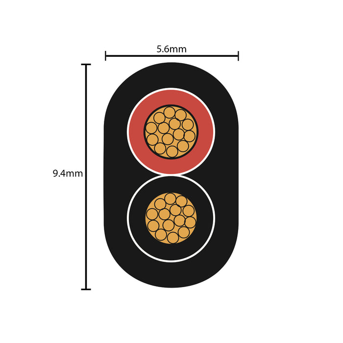 Flat Thin Wall 2 Core Cable 4.5mm² 11 AWG (42 AMPS)