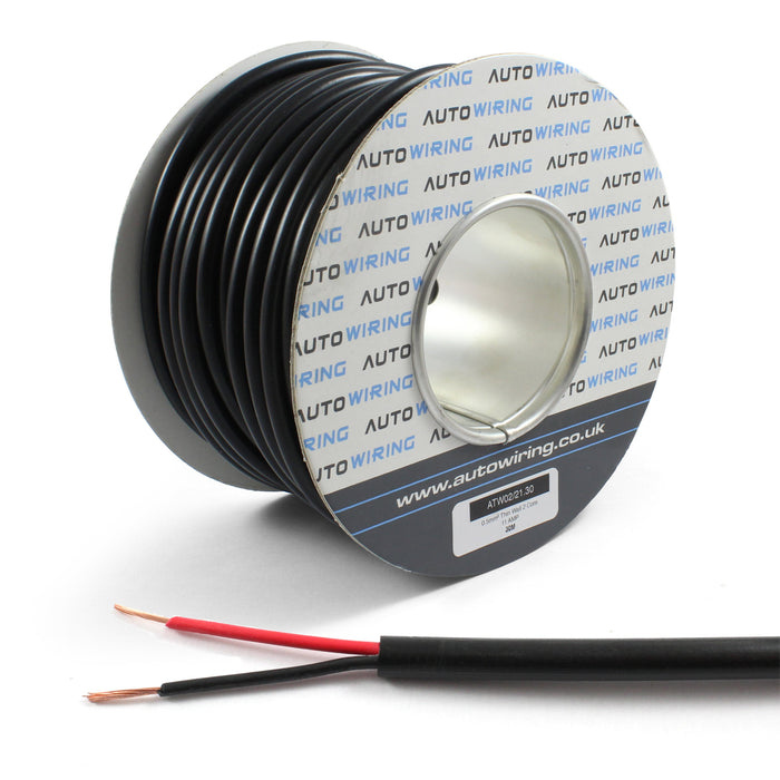 Round Thin Wall 2 Core Cable 0.5mm² 20 AWG (11 AMPS)