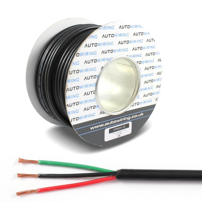 Thin Wall 3 Core Cable 1.0mm² 17 AWG (16.5 AMPS)
