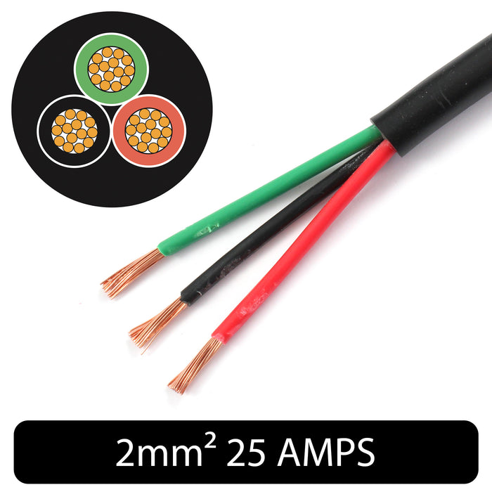 Thin Wall 3 Core Cable 2.0mm² 15 AWG (25 AMPS)