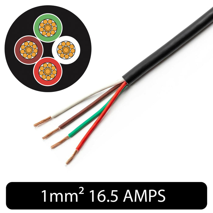 Thin Wall 4 Core Cable 1.0mm² 17 AWG (16.5 AMPS)