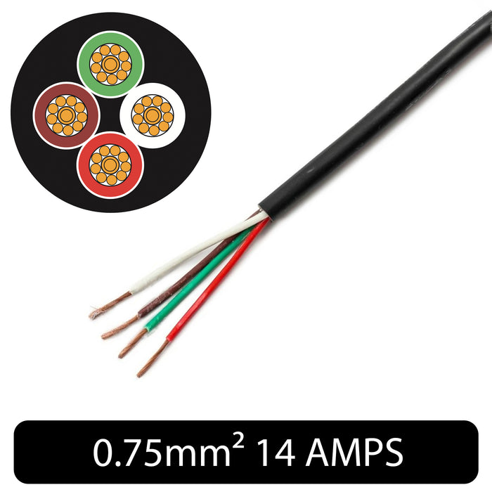 Thin Wall 4 Core Cable 0.75mm² 18 AWG (14 AMPS)