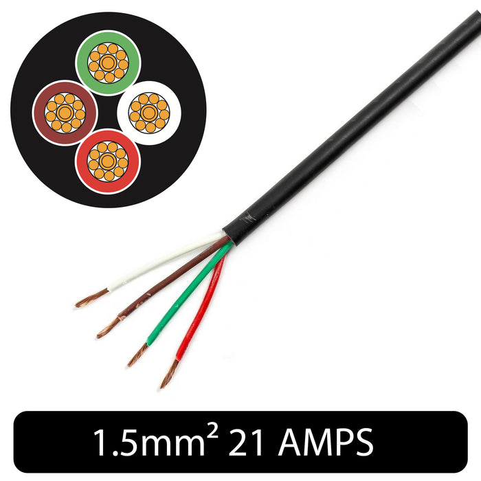 Thin Wall 4 Core Cable 1.5mm² 16 AWG (21 AMPS)
