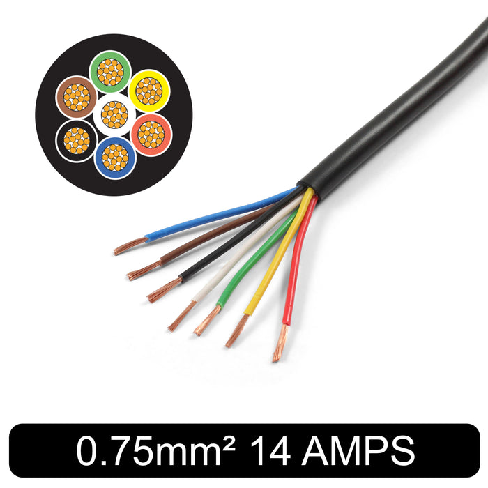 Thin Wall 7 Core Cable 0.75mm² 18 AWG (14 AMPS)