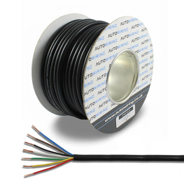 Thin Wall 7 Core Cable 1.0mm² (2.0mm²  Heavy Earth) (16.5 AMPS, 25 AMPS Earth)