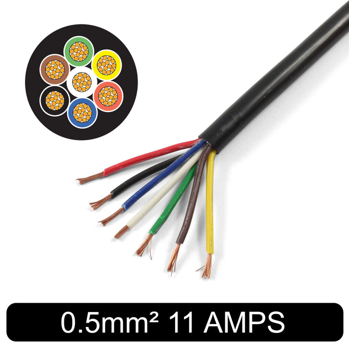 Thin Wall 7 Core Cable 0.5mm² 20 AWG (11 AMPS)