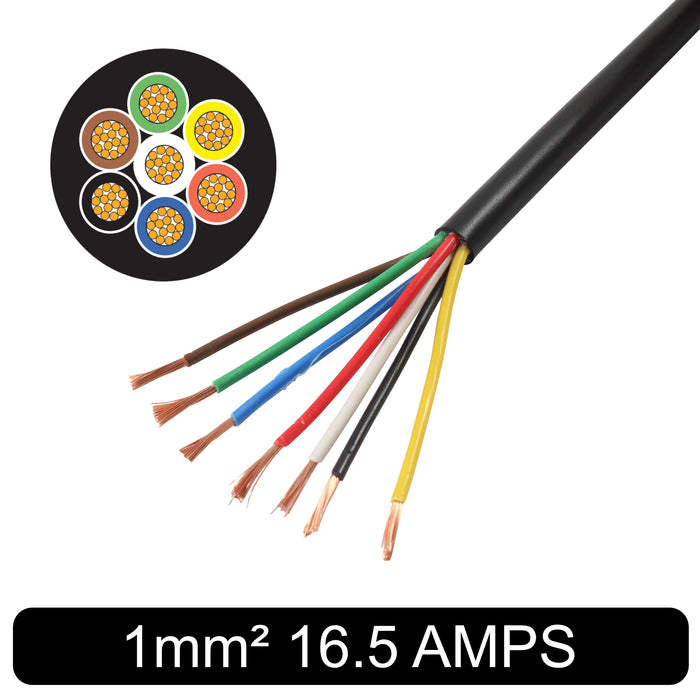 Thin Wall 7 Core Cable 1.0mm² 17 AWG (16.5 AMPS)